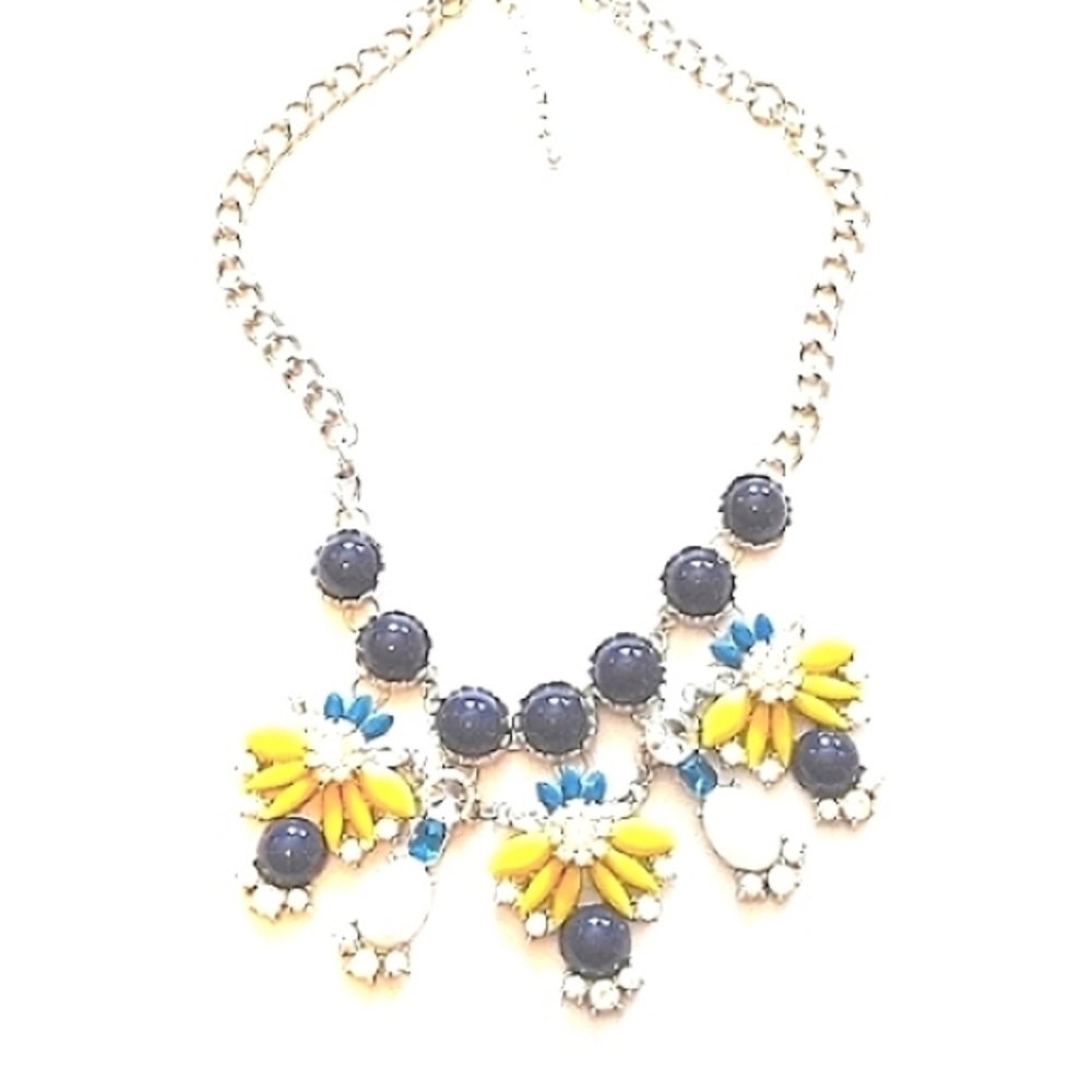 CHARMING CHARLIE BEADED AND RHINESTONE BIB NECKLACE